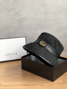 Luxury Womens Hats Gucci GG Canvas Fedora Bucket Hat Black A190PP105 AA148259