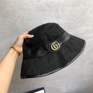 Luxury Womens Hats Gucci GG Canvas Fedora Bucket Hat Black A190PP105 AA148259