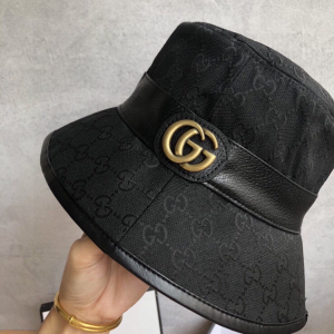 Luxury Womens Hats Gucci GG Canvas Fedora Bucket Hat Black A190PP105 AA148259