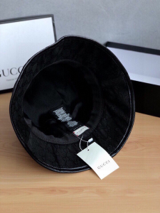 Luxury Womens Hats Gucci GG Canvas Fedora Bucket Hat Black A190PP105 AA148259
