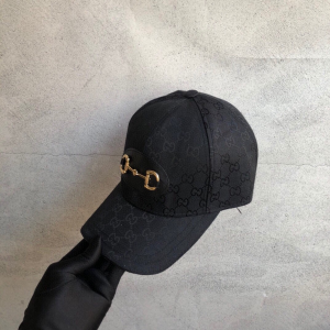 Luxury Womens Hats Gucci Horsebit GG Supreme Baseball Hat in Black A190PP90 AA148305