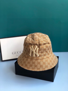 Luxury Womens Hats Gucci NY Beige GG Canvas Bucket Hat A190PP90 AA148242