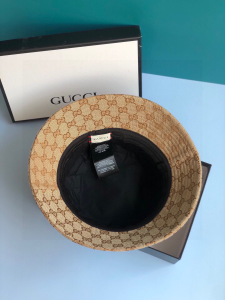 Luxury Womens Hats Gucci NY Beige GG Canvas Bucket Hat A190PP90 AA148242