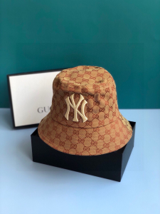 Luxury Womens Hats Gucci NY Brown GG Canvas Bucket Hat A190PP90 AA148241