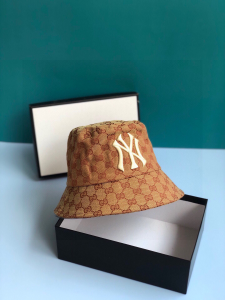Luxury Womens Hats Gucci NY Brown GG Canvas Bucket Hat A190PP90 AA148241