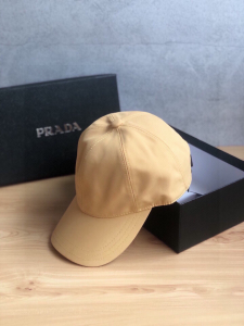 Luxury Womens Hats Prada Beige Nylon Baseball Cap Hat A190PP95 AA148276