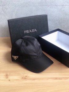 Prada Black Nylon Baseball Cap Hat 