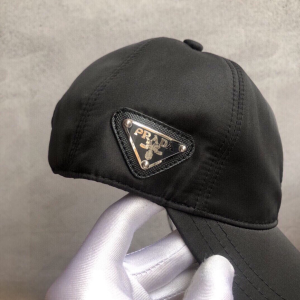 Luxury Womens Hats Prada Black Nylon Baseball Cap Hat A190PP95 AA148272