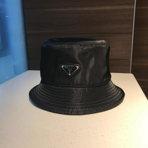 Luxury Womens Hats Prada Black Nylon Bucket Hat A190PP100 AA148235