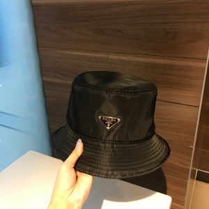 Luxury Womens Hats Prada Black Nylon Bucket Hat A190PP100 AA148235