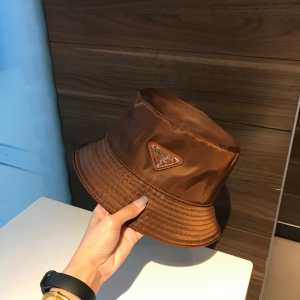 Luxury Womens Hats Prada Brown Nylon Bucket Hat A190PP100 AA148238