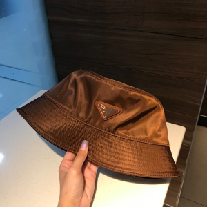 Luxury Womens Hats Prada Brown Nylon Bucket Hat A190PP100 AA148238