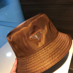 Luxury Womens Hats Prada Brown Nylon Bucket Hat A190PP100 AA148238