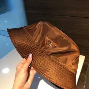 Luxury Womens Hats Prada Brown Nylon Bucket Hat A190PP100 AA148238
