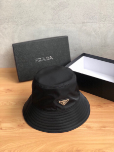 Luxury Womens Hats Prada Nylon Bucket Hat in Black A190PP105 AA148303