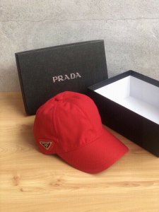 Prada Red Nylon Baseball Cap Hat 