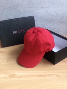 Luxury Womens Hats Prada Red Nylon Baseball Cap Hat A190PP95 AA148277