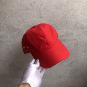 Luxury Womens Hats Prada Red Nylon Baseball Cap Hat A190PP95 AA148277