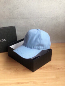 Luxury Womens Hats Prada Sky Blue Nylon Baseball Cap Hat A190PP95 AA148274