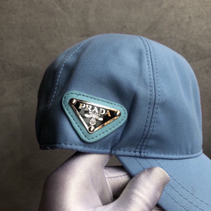 Luxury Womens Hats Prada Sky Blue Nylon Baseball Cap Hat A190PP95 AA148274