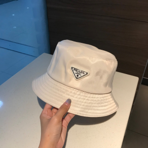 Prada White Nylon Bucket Hat 