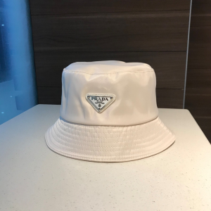Luxury Womens Hats Prada White Nylon Bucket Hat A190PP100 AA148236
