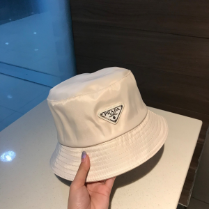Luxury Womens Hats Prada White Nylon Bucket Hat A190PP100 AA148236
