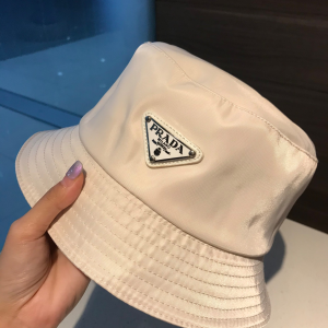 Luxury Womens Hats Prada White Nylon Bucket Hat A190PP100 AA148236