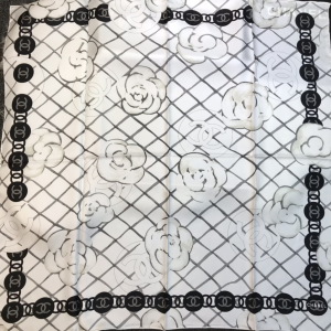 Chanel Camellia Cashmere Silk Scarf White 