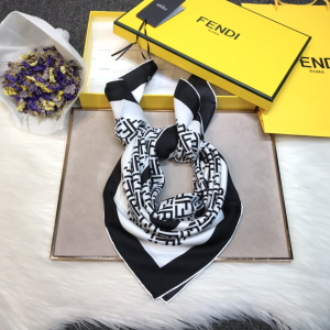 Luxury Womens Scarf Fendi FF Logo Cashmere Silk Scarf White 90x90CM A190PP180 AA148209