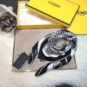 Luxury Womens Scarf Fendi FF Logo Cashmere Silk Scarf White 90x90CM A190PP180 AA148209