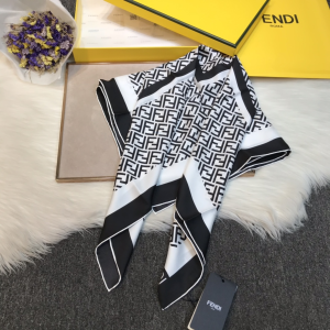 Luxury Womens Scarf Fendi FF Logo Cashmere Silk Scarf White 90x90CM A190PP180 AA148209