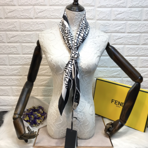 Luxury Womens Scarf Fendi FF Logo Cashmere Silk Scarf White 90x90CM A190PP180 AA148209