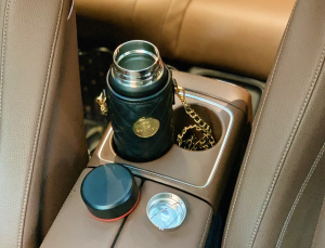 Luxury Womens Accessories Chanel Lambskin Quilted Water Bottle Black A62PP280 AA148359