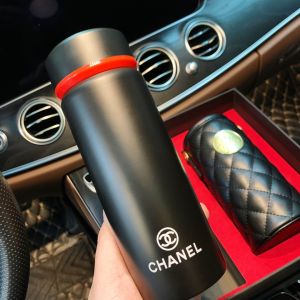 Luxury Womens Accessories Chanel Lambskin Quilted Water Bottle Black A62PP280 AA148359