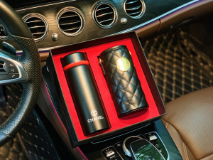 Luxury Womens Accessories Chanel Lambskin Quilted Water Bottle Black A62PP280 AA148359