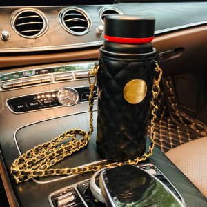 Luxury Womens Accessories Chanel Lambskin Quilted Water Bottle Black A62PP280 AA148359