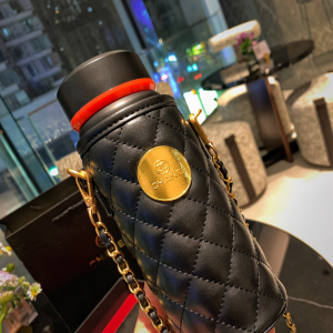 Luxury Womens Accessories Chanel Lambskin Quilted Water Bottle Black A62PP280 AA148359