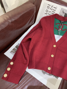 Luxury Womens Clothing Chanel 2021 Red Knitwear Cardigans SML A40PP480 AA148351
