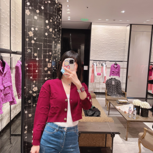 Luxury Womens Clothing Chanel 2021 Red Knitwear Cardigans SML A40PP480 AA148351