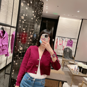 Luxury Womens Clothing Chanel 2021 Red Knitwear Cardigans SML A40PP480 AA148351