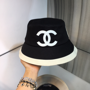 Chanel Vintage CC Logo Canvas Bucket Hat Black 