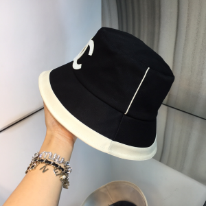 Luxury Womens Hats Chanel Vintage CC Logo Canvas Bucket Hat in Black A144PP70 AA148527