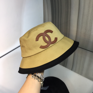 Luxury Womens Hats Chanel Vintage CC Logo Canvas Bucket Hat in Khaki A144PP70 AA148526