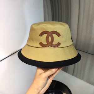 Luxury Womens Hats Chanel Vintage CC Logo Canvas Bucket Hat in Khaki A144PP70 AA148526