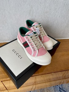 Gucci Web Canvas Low Top Sneakers Pink 