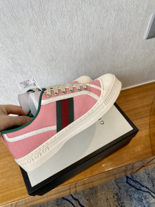 Luxury Womens Shoes Gucci Web Canvas Low Top Sneaker Pink 35 To 40 A136PP340 AA148495