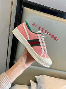 Luxury Womens Shoes Gucci Web Canvas Low Top Sneaker Pink 35 To 40 A136PP340 AA148495
