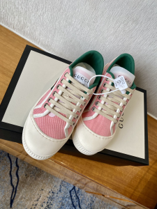 Luxury Womens Shoes Gucci Web Canvas Low Top Sneaker Pink 35 To 40 A136PP340 AA148495