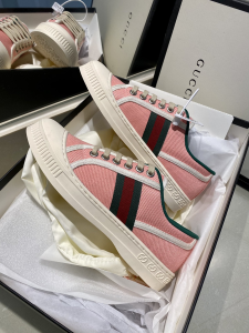 Luxury Womens Shoes Gucci Web Canvas Low Top Sneaker Pink 35 To 40 A136PP340 AA148495